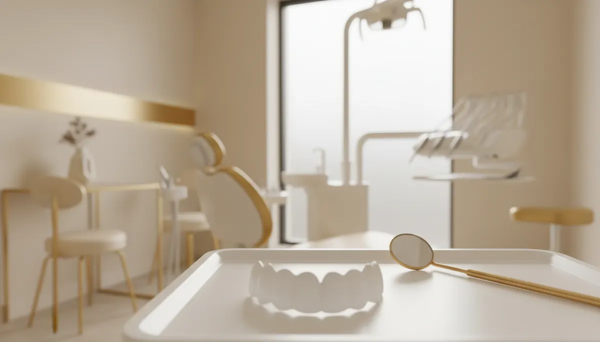 Comparatie intre o fateta ceramica subtire lipita pe dinte si o carcasa detasabila care se pune peste toti dintii, tonuri calde, Clinica NEO Baia Mare
